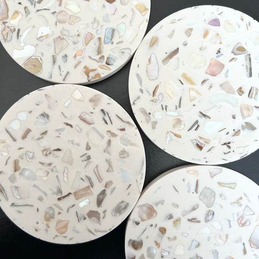 Round Seashell Terrazzo Coaster